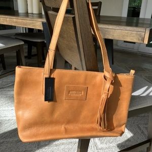 Parker Clay Eden Carryall Zipper Tote Bag Satchel Large Leather Rust Brown